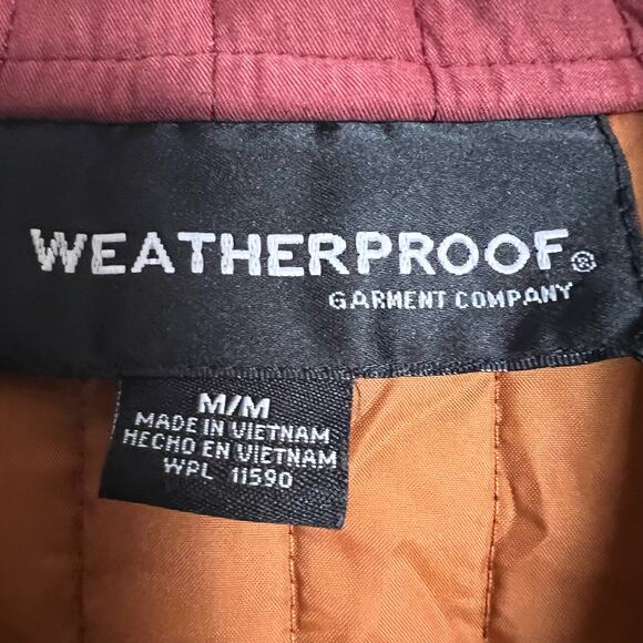 Vintage Weatherproof Red Quilted Single Breasted Insulated Coat Size M - Picture 9 of 10